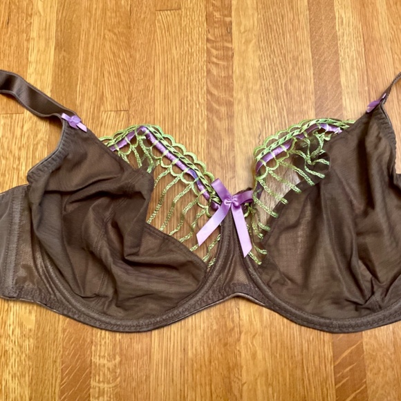 NWT Freya Arabella 30HH Brown, apple green & purple plunge balcony bra - Picture 4 of 9